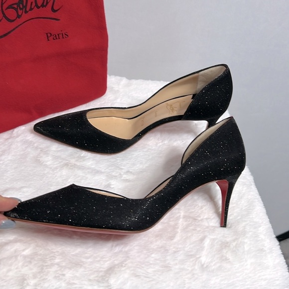Christian Louboutin Iriza 100 Black Glitter Pumps w/Dust Bag size EU 37 NWOB - Picture 8 of 12